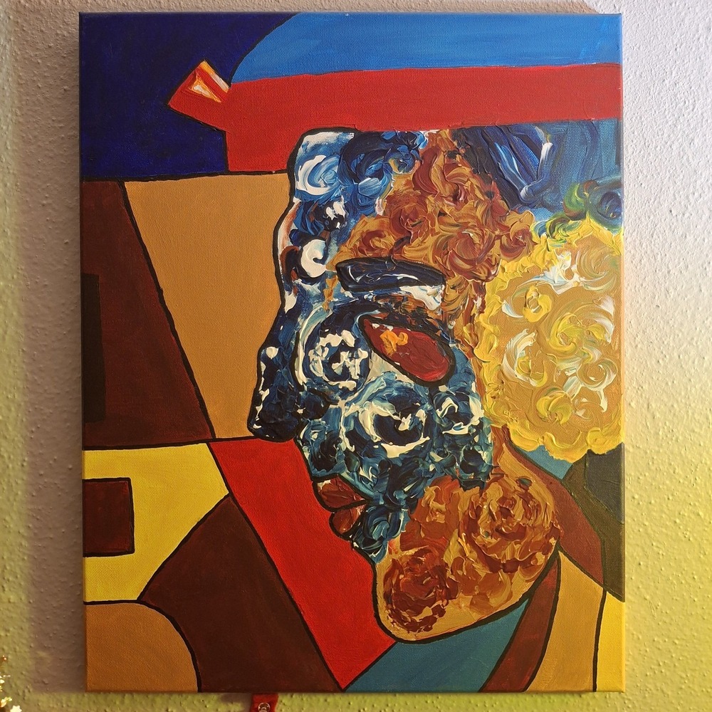 Original‎ Abstract Mexican Indigenous Portrait Textured Canvas 16x20 Unframed